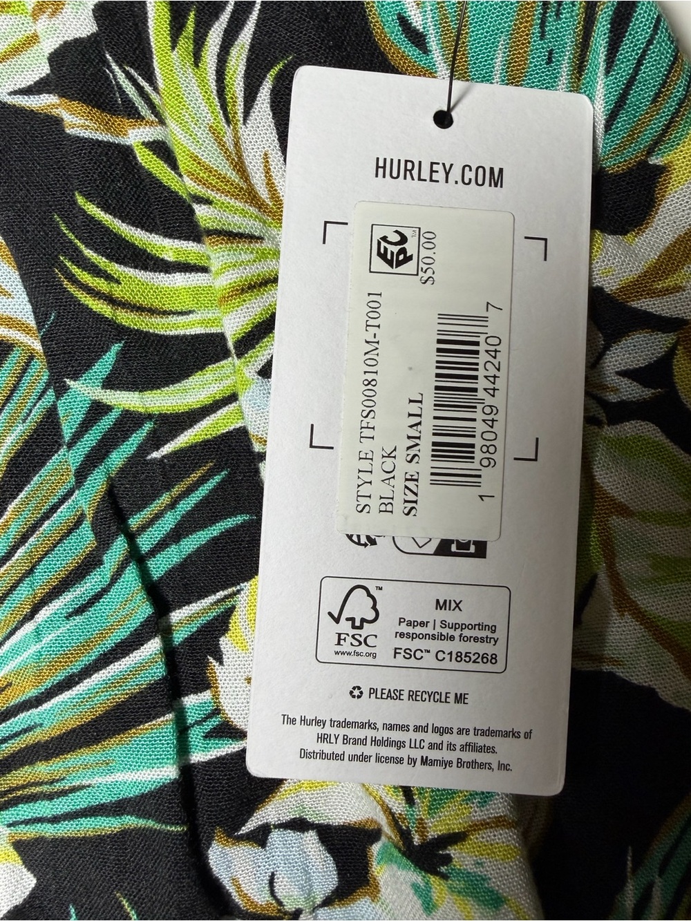 NWT Hurley Tropical Floral Skater Mini Skirt Hawaiian Palm Coast Retails $50 - Picture 3 of 9
